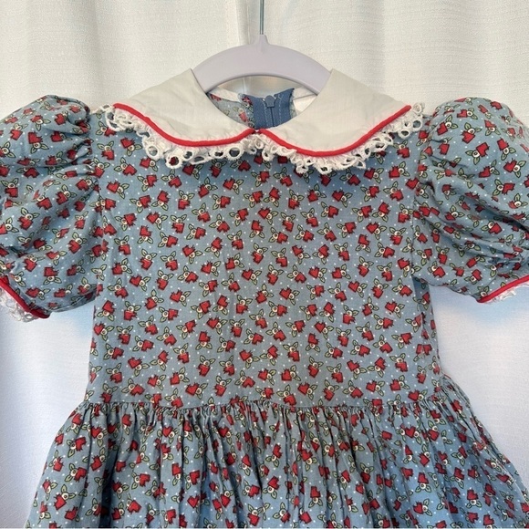 Vintage Daisy Kingdom Dress Floral Sz 2T Peter Pan Collar Eyelet Edge Petticoat - Picture 1 of 15